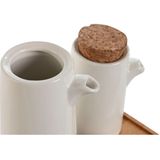 Home ESPRIT - Olie en Azijnset - Wit - Bamboe en Keramiek