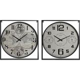 Home ESPRIT - Muurklok - Wit Zwart - Metaal Hout MDF - Set van 2