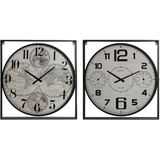 Home ESPRIT - Muurklok - Wit Zwart - Metaal Hout MDF - Set van 2