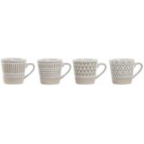 Home ESPRIT Koffiekopjes set, wit, beige, aardewerk, 4-delig, 180 ml