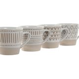 Home ESPRIT Koffiekopjes set, wit, beige, aardewerk, 4-delig, 180 ml