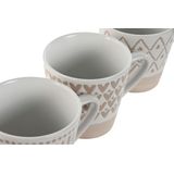 Home ESPRIT Koffiekopjes set, wit, beige, aardewerk, 4-delig, 180 ml