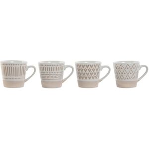 Home ESPRIT Koffiekopjes set, wit, beige, aardewerk, 4-delig, 180 ml