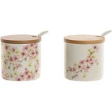 ESPRIT - Suikerpot - Wit Roze Lila - Bamboe Dolomite - Set van 2