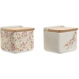 ESPRIT - Zoutvaatje met Deksel - Wit Roze Lila - Bamboe - 750 ml - 2 Stuks