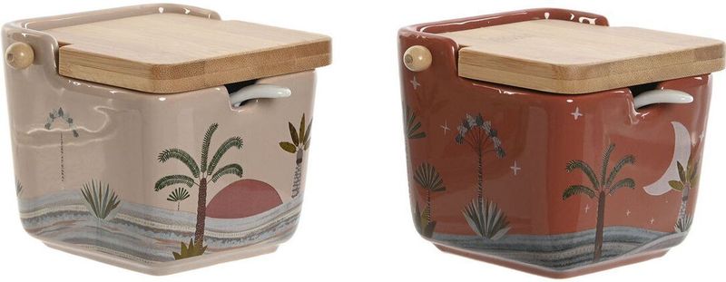 ESPRIT - Suikerpot - Beige Roze - Bamboe Dolomite - Set van 2