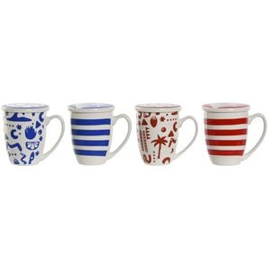 ESPRIT - Kop met Theefilter - Blauw Rood - Roestvrij Staal Porselein - 4 Stuks