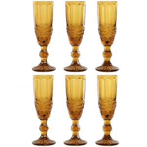 Home ESPRIT - Amber - Set van 6 Bekers - Kristal - 150 ml