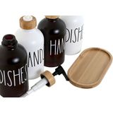 Esprit - Home - Zeepdispenser - Wit Zwart - Bamboe Kristal - 350 ml (2 Stuks)