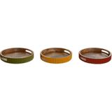 Home ESPRIT - Dienblad - Geel Groen Koraal - Mangohout - 3 Stuks