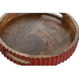 Home ESPRIT - Dienblad - Geel Groen Koraal - Mangohout - 3 Stuks