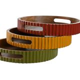 Home ESPRIT - Dienblad - Geel Groen Koraal - Mangohout - 3 Stuks