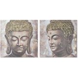Schilderij Home ESPRIT Boeddha Orientaals 100 x 3 x 100 cm (2 Stuks)