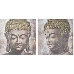 Schilderij Home ESPRIT Boeddha Orientaals 100 x 3 x 100 cm (2 Stuks)