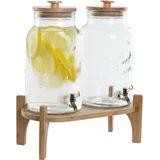 Items - Drank Dispenser - 5.5 Liter - Dubbele Set - Bamboe Verhoger - Tapkraan