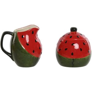 ESPRIT - Melk- en Suikerpot - Rood Groen - Keramiek - 2 Onderdelen