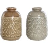 ESPRIT - Vaas - Bruin Grijs - Keramisch - Orientaals Ruiten - 2 Stuks