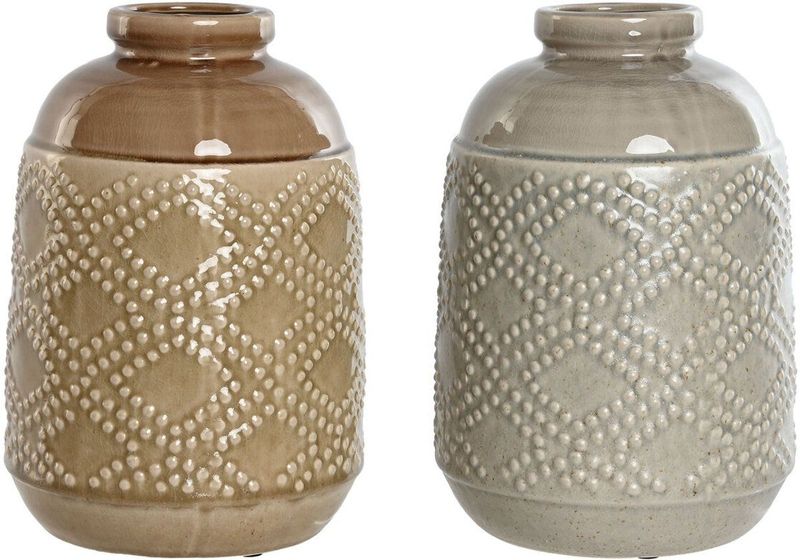 ESPRIT - Vaas - Bruin Grijs - Keramisch - Orientaals Ruiten - 2 Stuks