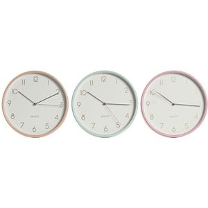 Home ESPRIT - Muurklok - Koraal Munt Lila - PVC - 3 Stuks