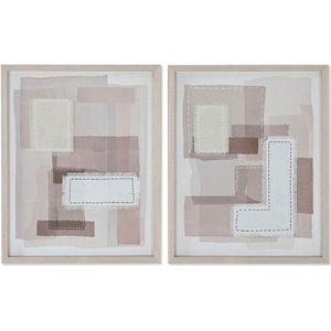 Canvas Home ESPRIT - Abstract - Beige Grijs - Set van 2 - Linnen