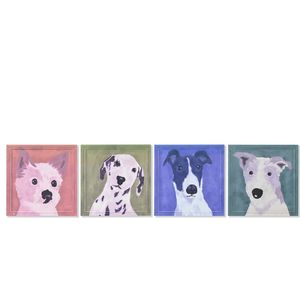 Home ESPRIT - Schilderij - Blauw Groen Oranje - MDF - Set van 4