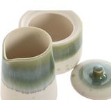 Home ESPRIT - Melk- en Suikerpot - Wit Groen - Porselein - 250 ml - 2 Onderdelen