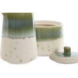 Home ESPRIT - Melk- en Suikerpot - Wit Groen - Porselein - 250 ml - 2 Onderdelen