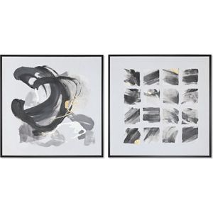 ESPRIT - Canvas Abstract - Wit - Zwart - Polyestyreen - 2 Stuks
