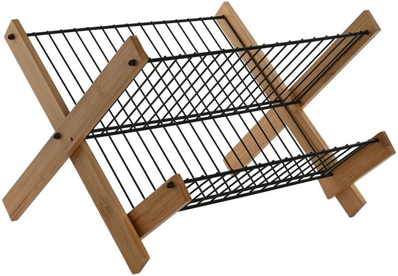 ESPRIT - Afdruiprek - Zwart - Metaal - Bamboe