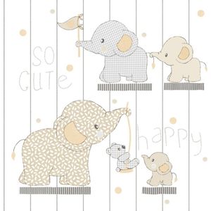 Mondo Baby - Behang - Babykamer - Olifantjes - Wandbekleding - Vliesbehang - Beige - 0,53 x 10,05 M.