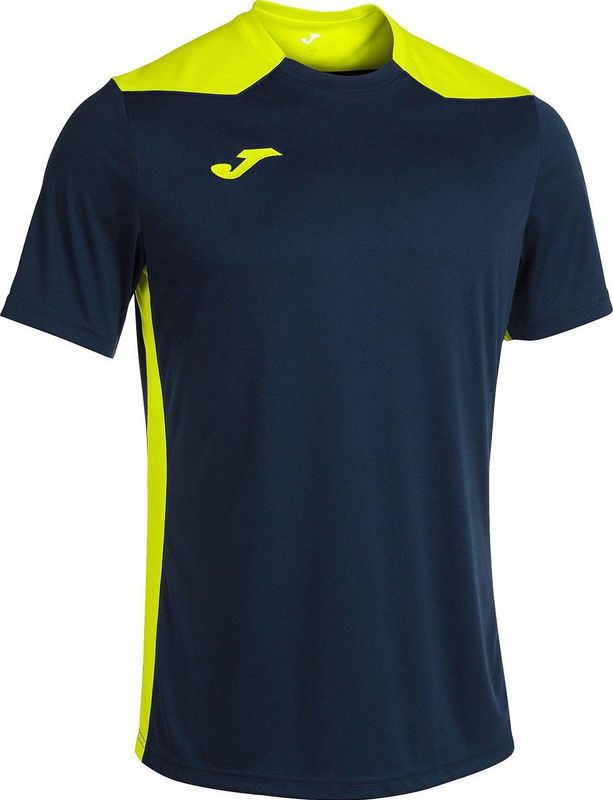 Joma Championship VI Shirt Korte Mouw Dames - Marine / Fluogeel | Maat: S