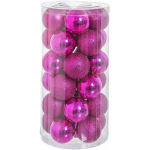 BigBuy Christmas Kerstballen, fuchsia, kunststof, 6 x 6 x 6 cm, 30 stuks