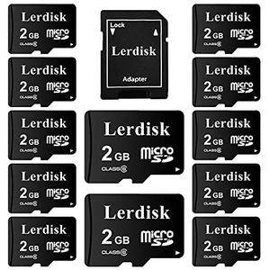LerDisk Micro SD-geheugenkaart geproduceerd door SD Groepslicentie Zelfverzekerde Kwaliteit 3 Jaar Garantie (2GB, 12 Stuks Pack)