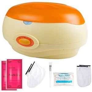 SWAWIS Paraffinebadset, paraffinebad voor handen en voeten, 200 W, parafinewasbad voor handen met accessoires en 2 x 450 g roze paraffinewasbad, hydrateert de huid, oranje