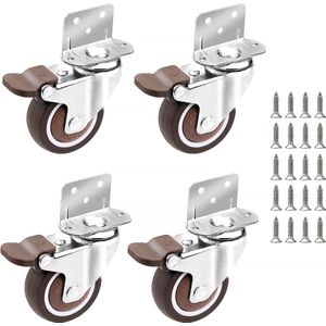 Transportwielen - 50 mm - TPE Rubber - Set van 4 met Rem