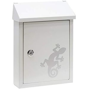Arregui Smart Graphic E5721-SAL Brievenbus of doorwerpbrievenbus van verzinkt staal, met zeefdruk gelakt motief Salamander, maat S (DIN A5), wit, maat S (DIN A5) - 30 x 21,6 x 8 cm