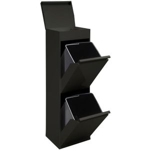 ARREGUI - Top CR226-B - Stalen Afval- en Recyclingbak - Zwart - 2 x 17 L