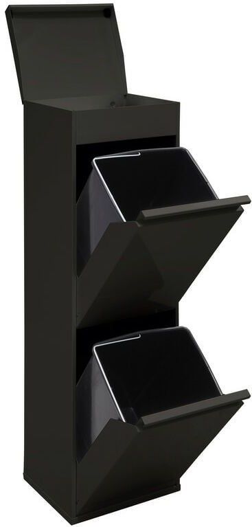 ARREGUI - Top CR226-B - Stalen Afval- en Recyclingbak - Zwart - 2 x 17 L