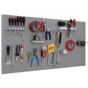 SimonRack Metalen gereedschapspaneel Panelclick 1200x400 grijs + 22 haken + 3 accessoires - grijs Metaal 8425437082368