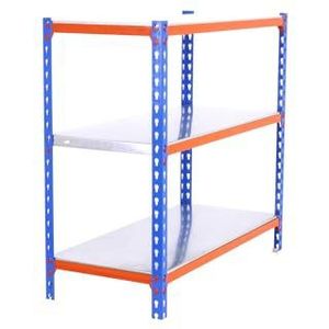 SimonRack Simonclick metalen planken zonder schroeven 3 planken. Kleur blauw/oranje/galva 1000x800x500 mm - oranje Metaal 8425437085253