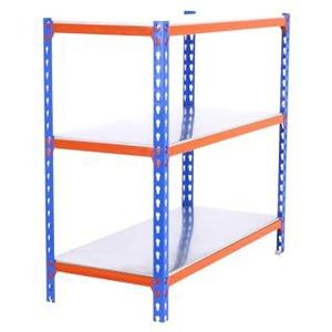 SimonRack Simonclick metalen planken zonder schroeven 3 planken. Kleur blauw/oranje/galva 1000x1100x500 mm - oranje Metaal 8425437085550