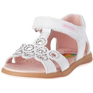 Pablosky 014200 Sandalen met hak voor baby's, meisjes, wit, 20 EU