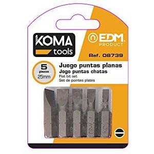 KOMA TOOLS 08739 platte punten 1 4, 5 stuks zilverkleurig, 25 mm
