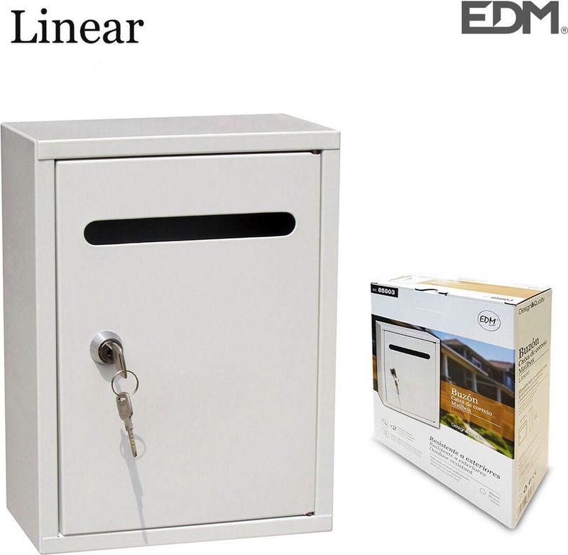 EDM - Linear - Brievenbus - Wit - Staal - 26 x 20 x 7,5 cm