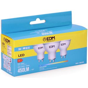 Pack of 3 LED bulbs EDM F 5 W GU10 450 lm Ø 5 x 5,5 cm (6400 K)