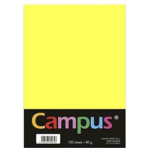 Plus Office Gekleurd papier, A4, 80 g/m², 210 x 297 mm, A4-papier, zacht, ideaal voor boekbinden, kantoor, tekenen en knutselen, citroengeel