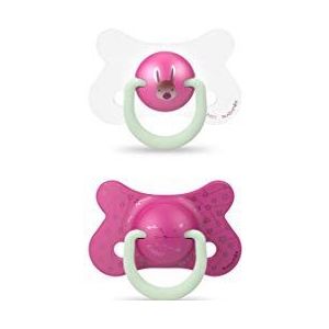 Suavinex Night&Day Reversible fopspenen, konijn, roze, 4/18 maanden, 2 stuks