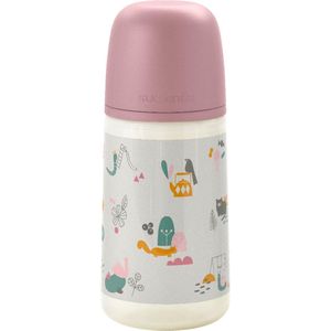 Suavinex, SX Pro Fysiologische fles 270 ml, fles met anti-koliek ventiel, fles met gemiddelde stroom (M), voor baby's vanaf 3 maanden, walk pink