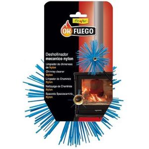 Flower OKFuego Mechanische schoorsteenveger, nylon, diameter 150 mm, voorkomt obstakels en verbetering van de efficiëntie, ideaal voor open haarden, meerkleurig