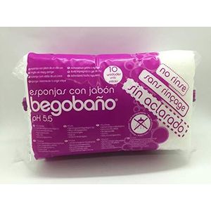 Begobaño Wegwerpzeepspons zonder uitspoelen, badspons met dermatologische en hypoallergene gel, 10 stuks